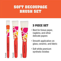 Mod Podge Soft Decoupage Brush Set – 3 Piece (Smooth Finish Application Brushes)