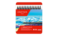 Caran d’Ache Set of 15 FIBRALO Brush Fibre Pens – Water-Soluble Brush Tip Markers in Metal Box