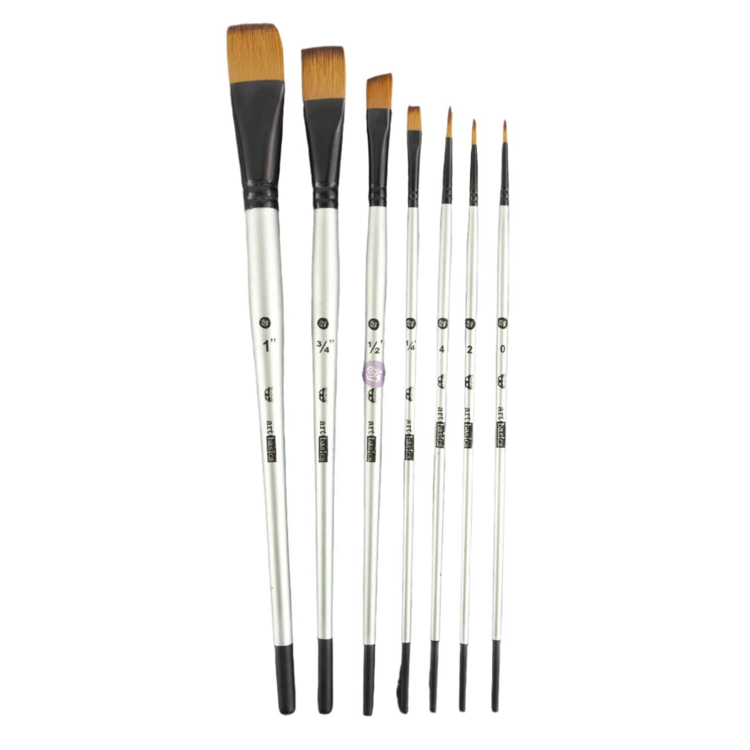Art Philosophy Finnabair 7-Piece Craft Brush Set – Long Wood Handle Mixed-Media Brushes with Zipper Pouch