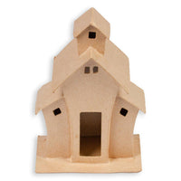 Premade Whimsical Paper Mache House, 4-1/4" x 7-1/2" x 3" Decorative Craft House for Painting & Seasonal Display