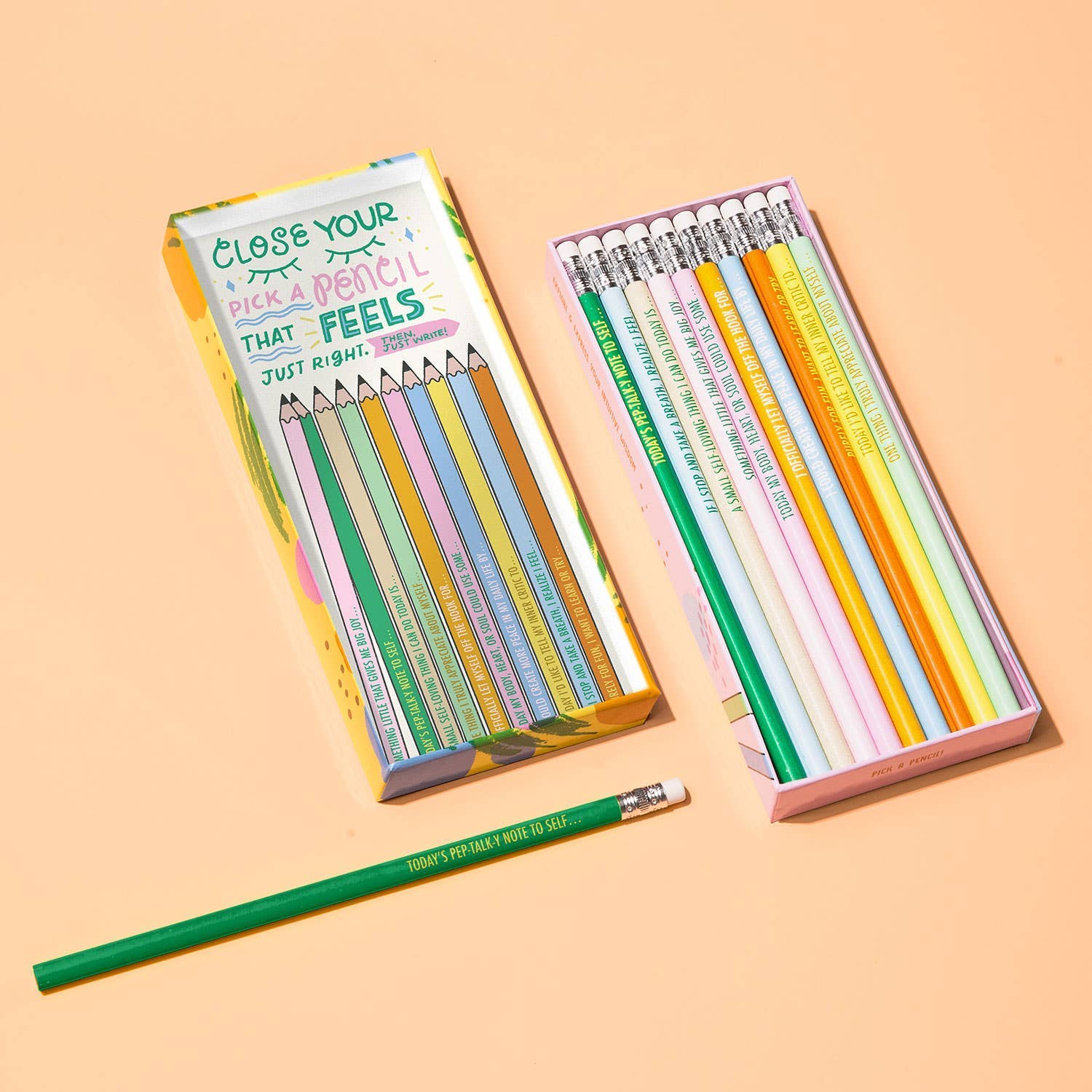 Self-Love, Self-Care & Self-Acceptance Pencil Set, Guided Journaling Pencils with Reflective Prompts (Set of 10)
