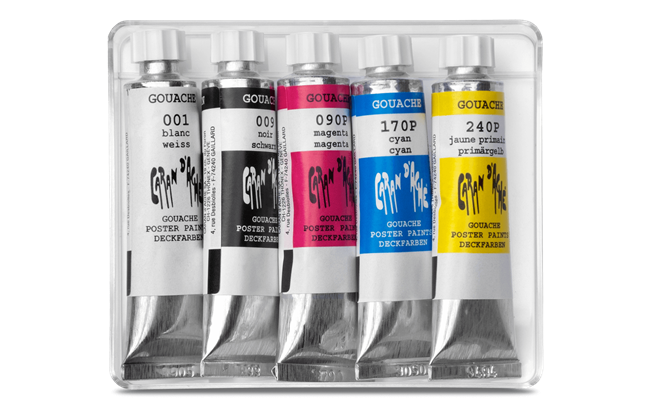 Caran d’Ache Gouache Studio Paint Box 5 x 10ml Tubes – Water-Based Gouache Set