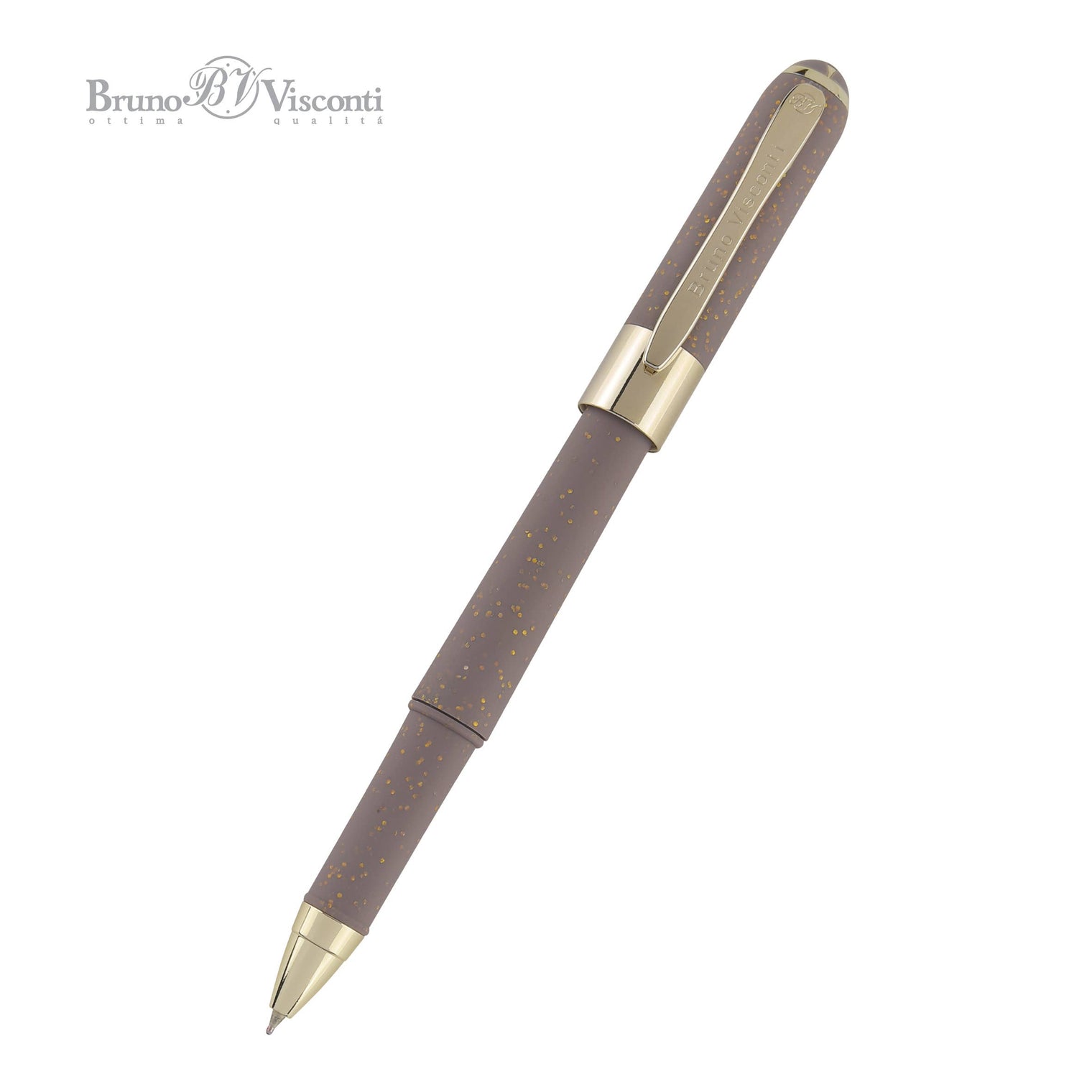 Monaco Glitter Grey Ballpoint Pen (Single Pen) – Soft Touch 0.5mm Black Ink, BV by Bruno Visconti
