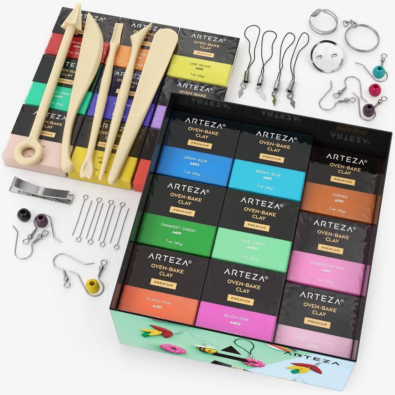 Arteza Oven Bake Clay Set 42 Colors (1oz each) with Tools and Accessories – Polymer Clay Craft Kit