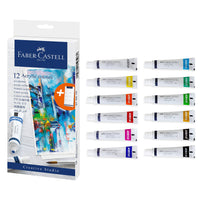 Vibrant Acrylic Paints – Set of 12 Tubes with Mixing Palette, by Faber-Castell
