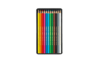 Caran d’Ache Set of 12 SWISSCOLOR Water-Soluble Pencils – Colored Pencil Set in Metal Box