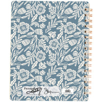Blue Folk Florals Spiral Notebook – 120 Page Lined Journal, Primitives by Kathy