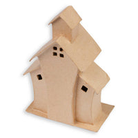 Premade Whimsical Paper Mache House, 4-1/4" x 7-1/2" x 3" Decorative Craft House for Painting & Seasonal Display