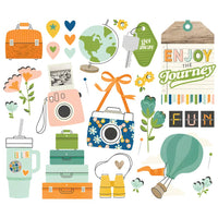 Simple Stories Happy Travels Big Bits & Pieces – 29 Die-Cut Cardstock Pieces
