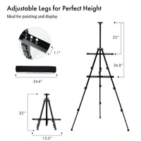Adjustable Double-Tier Easel Stand – 22"–66" Black Portable Tripod Display with Carry Bag, by Artify