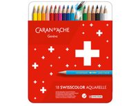 Caran d’Ache Set of 18 SWISSCOLOR Water-Soluble Colored Pencils – Assorted Colors