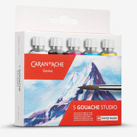 Caran d’Ache Gouache Studio Paint Box 5 x 10ml Tubes – Water-Based Gouache Set