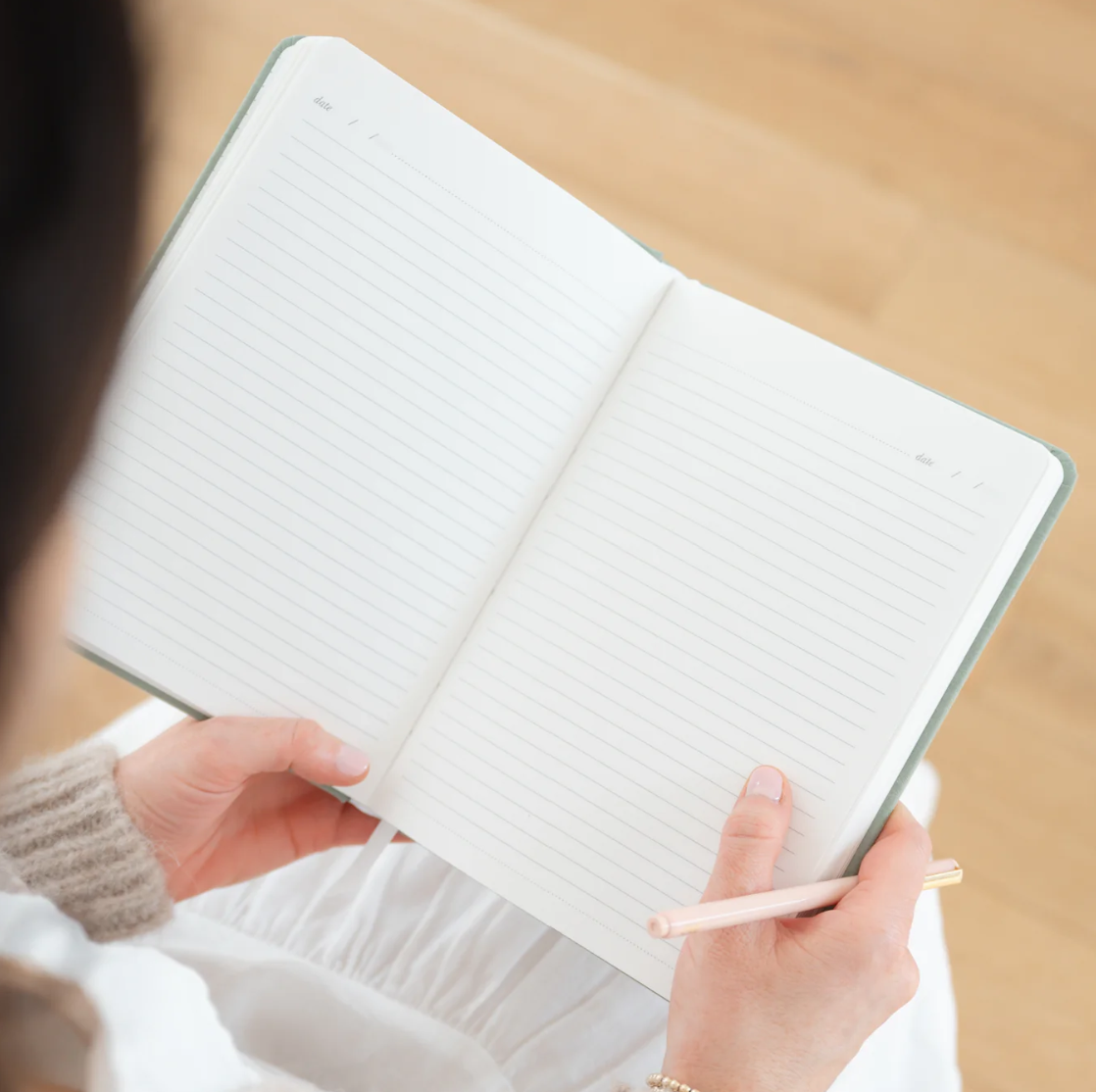 Tailored Journal, Chambray – Hardcover Lined Notebook with Gold Foil Interior & Ribbon Bookmark