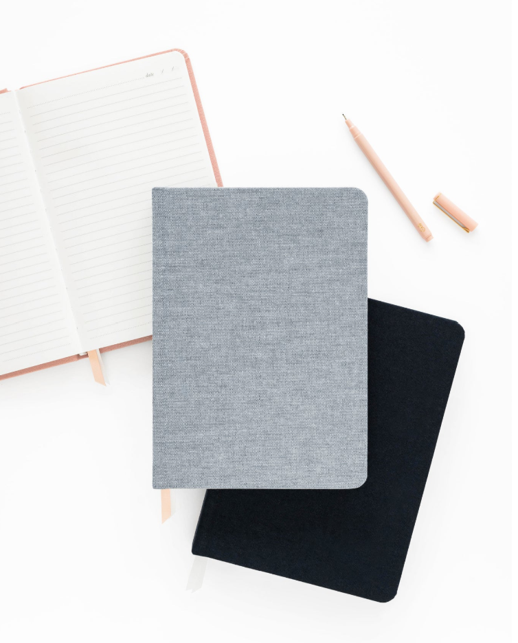 Tailored Journal, Chambray – Hardcover Lined Notebook with Gold Foil Interior & Ribbon Bookmark