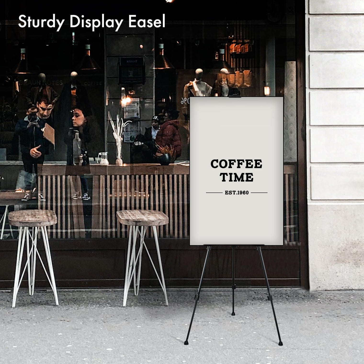 Adjustable Double-Tier Easel Stand – 22"–66" Black Portable Tripod Display with Carry Bag, by Artify