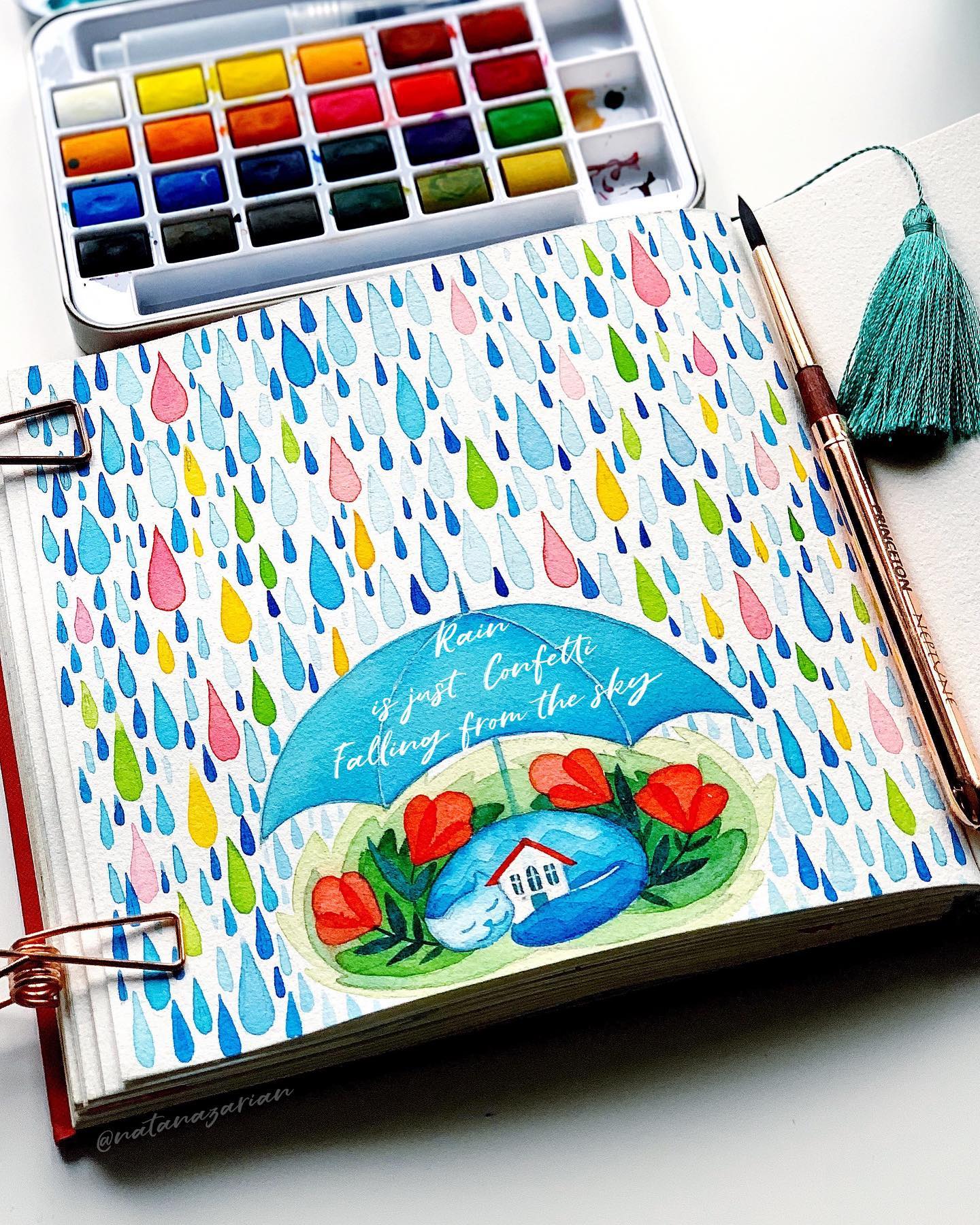 Art Philosophy Watercolor Confetti Set – 24 Color Watercolor Paint Tin with Brush