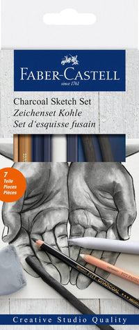 7-Piece Professional Charcoal Sketch Set for Drawing, by Faber-Castell
