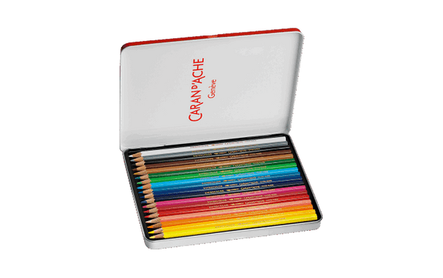 Caran d’Ache Swisscolor Water-Soluble Pencils – Set of 18 in Metal Box