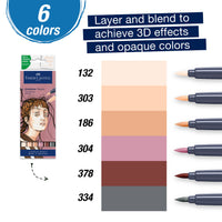 Goldfaber Sketch Markers Portrait Set – Wallet of 6 Dual-Tip Alcohol Markers, Faber-Castell