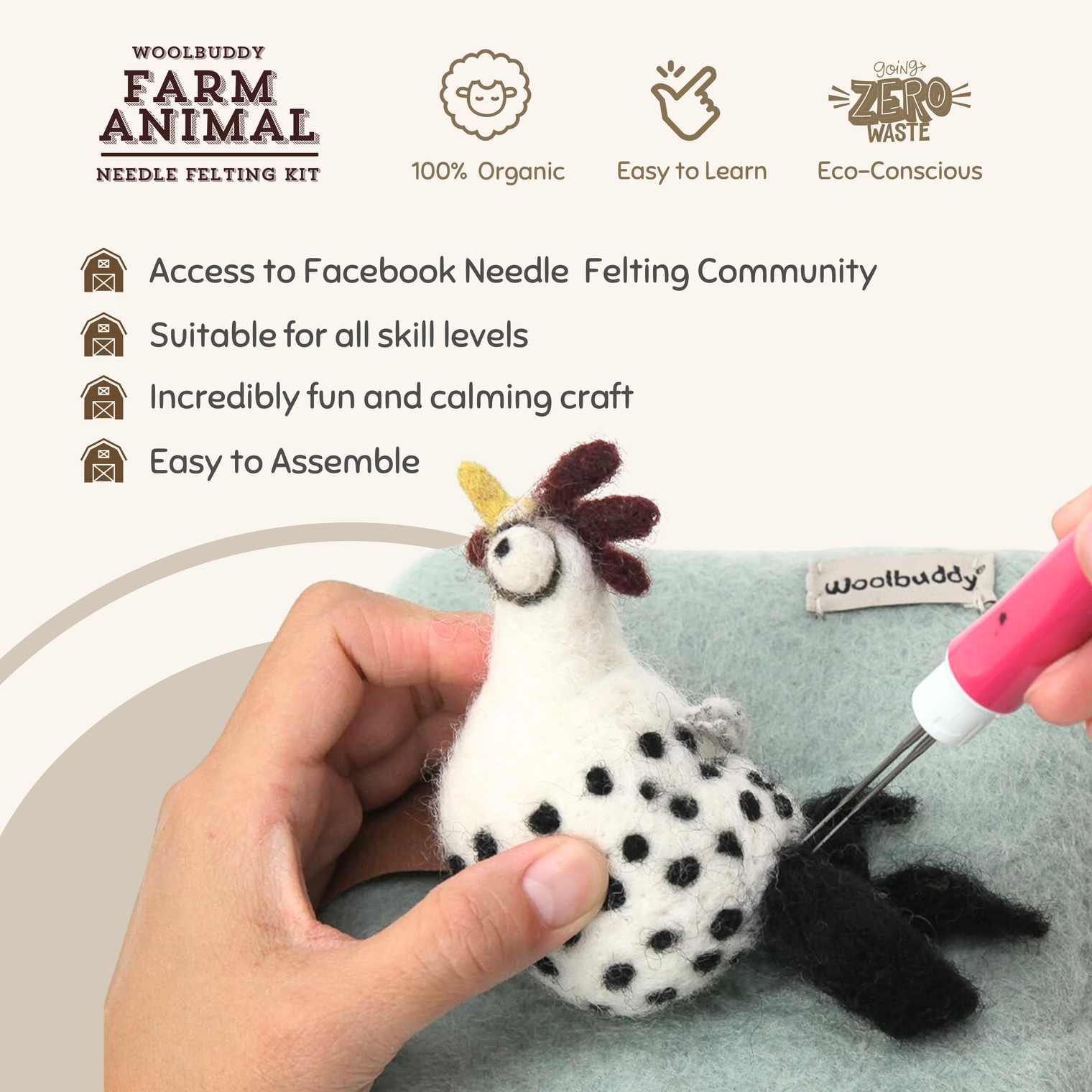 DIY Needle Felting Farm Collection Kit – 6 Farm Animal Craft Kit by Woolbuddy