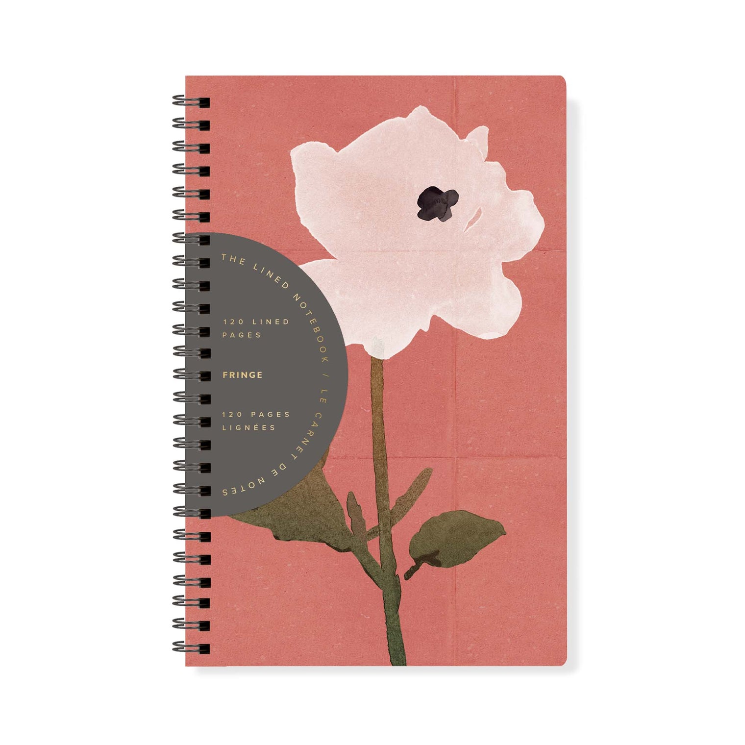 ESP White Flower Slim Spiral Journal – 120 Page Lined Notebook, Fringe Studio