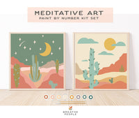 Zen Desert Meditative Paint by Number Kit – Easel Gift Set, Breathe People