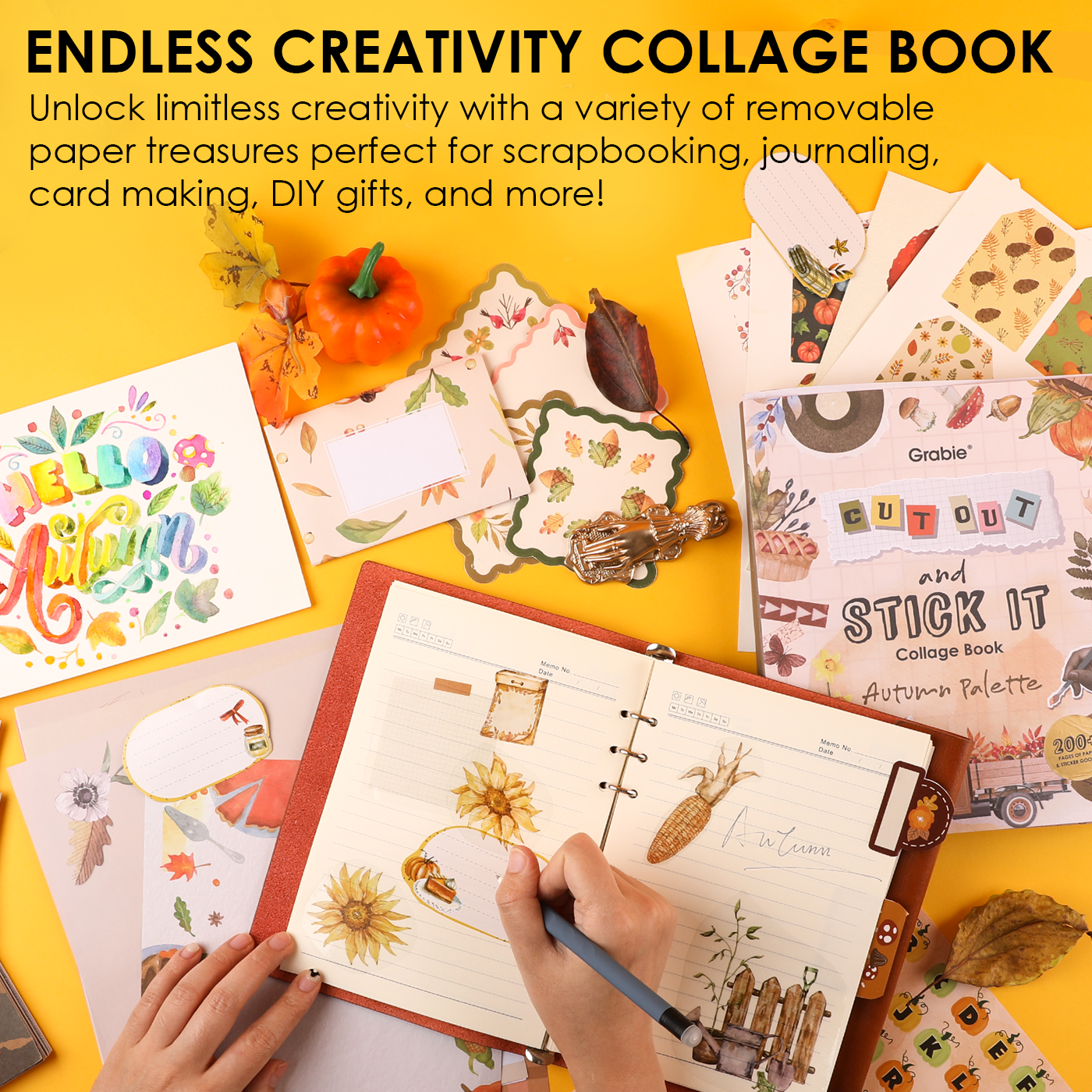 Autumn Palette Collage Activity Book – 200+ Pages Seasonal Mixed Media Book