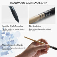 ARTIFY Professional Squirrel Hair Watercolor Brush Set – Sizes 0, 2, 4