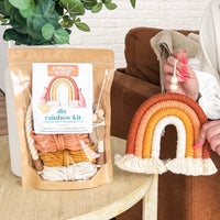 A Branch & Cord DIY Macrame Rainbow Kit, Sunset– Beginner Craft Kit with Materials