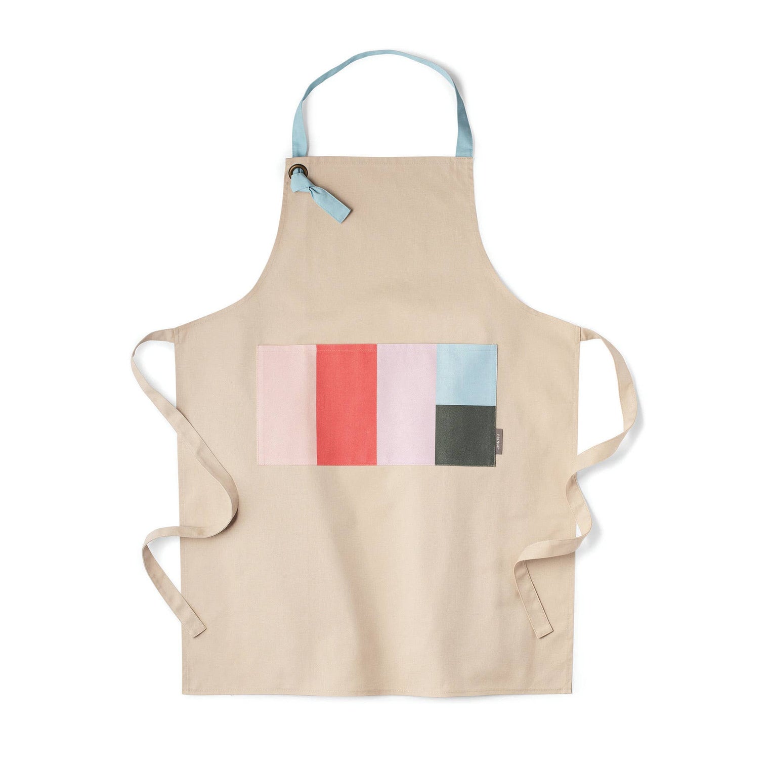 Color Block Adjustable Cotton Apron – One Size with Patch Pocket, Fringe Studio