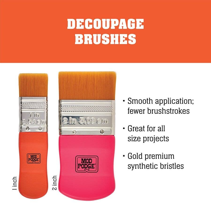 Mod Podge Decoupage Brush Set – 2 Piece (1" & 2" Synthetic Brushes)