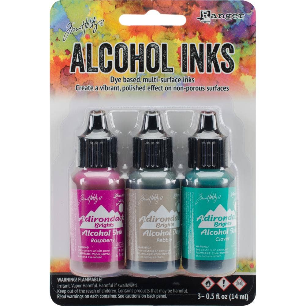 Tim Holtz Alcohol Ink Set – 3 Colors- Multiple Variations (0.5 oz Bottles, Dye-Based, Multi-Surface)