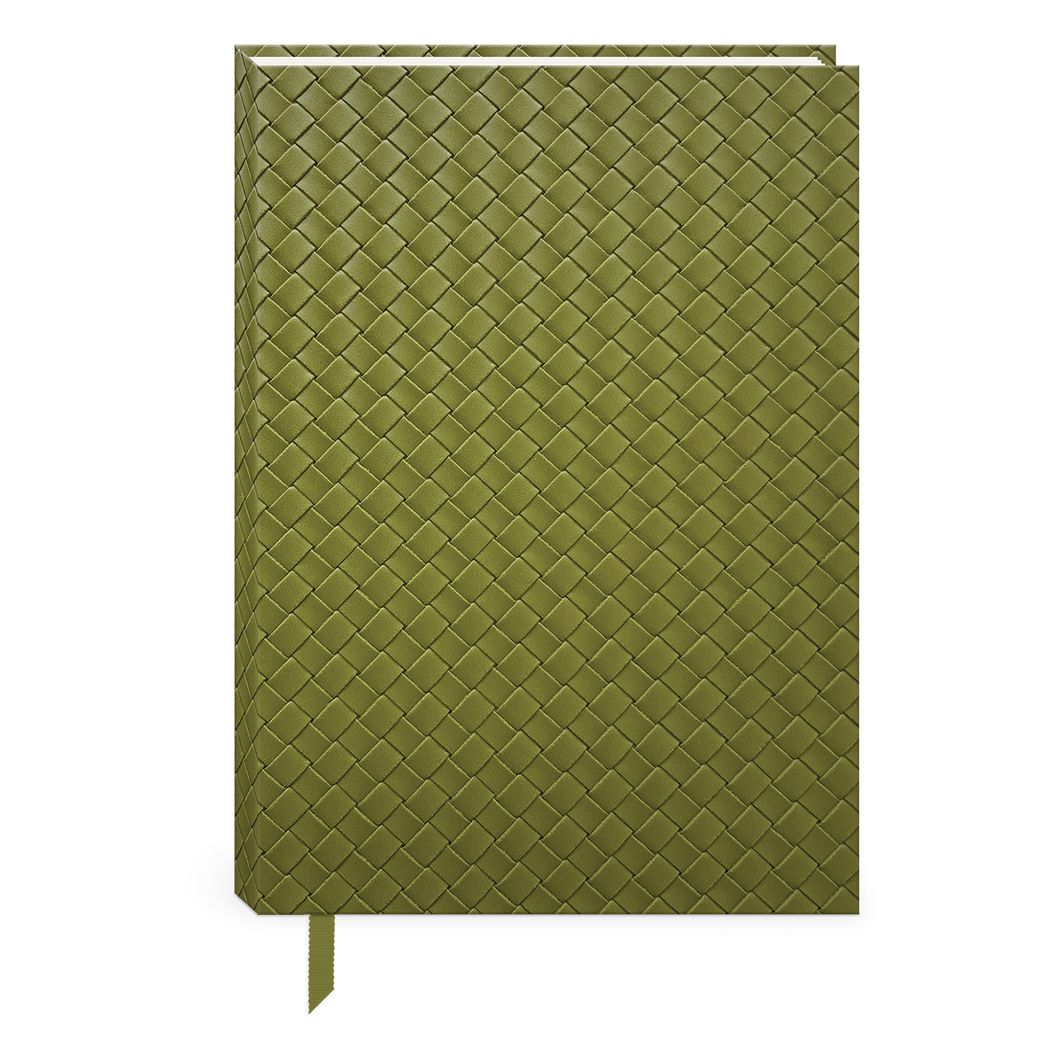 Woven Vegan Leather Journal, Mixed Media Olive Weave by Punch Studio, Hardcover Journal with Ribbon Bookmark
