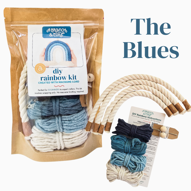 A Branch & Cord DIY Macrame Rainbow Kit, Sunset– Beginner Craft Kit with Materials