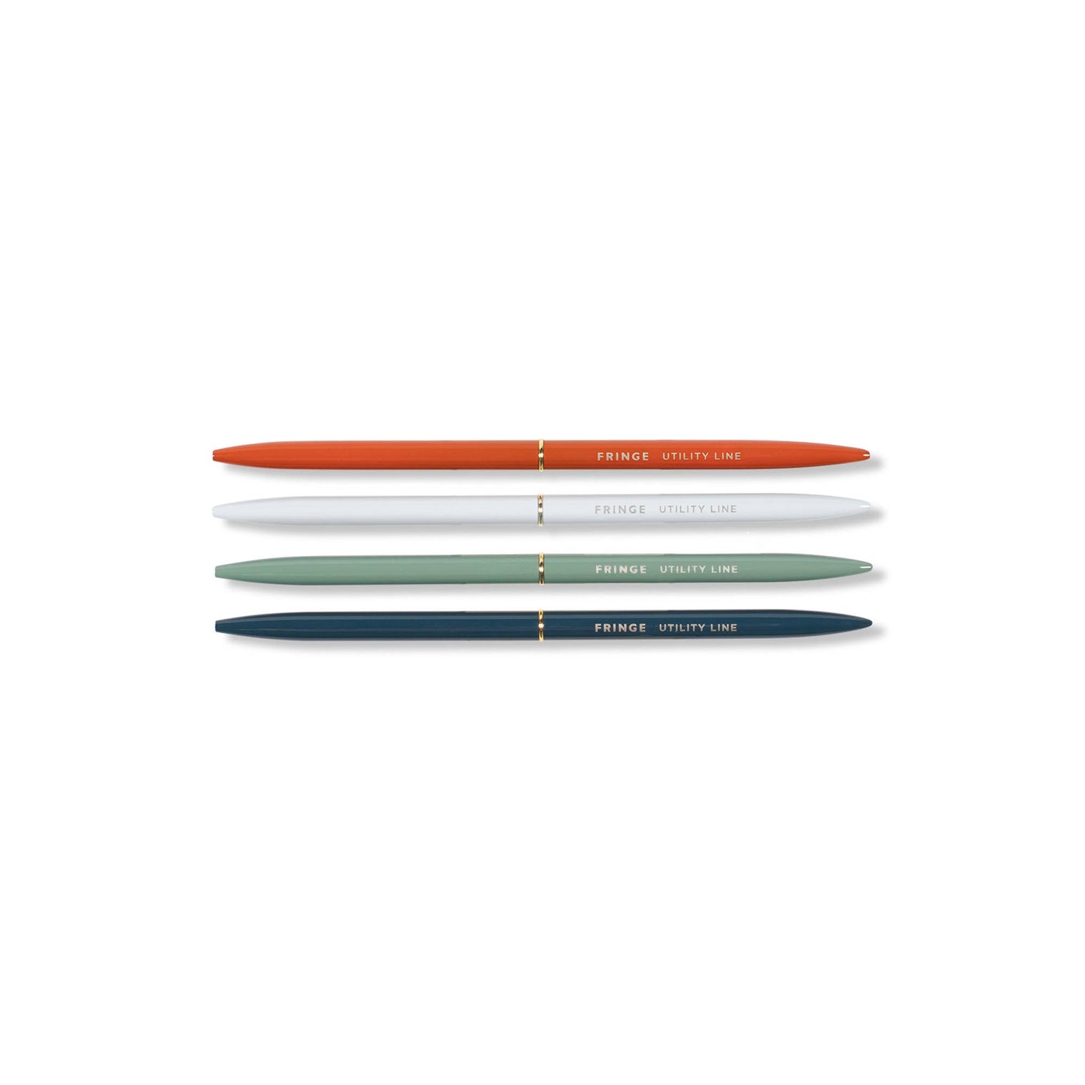 Utility Pen Set of 4 – Metal Ballpoint Pens with Tin Box, Black Ink, Fringe Studio