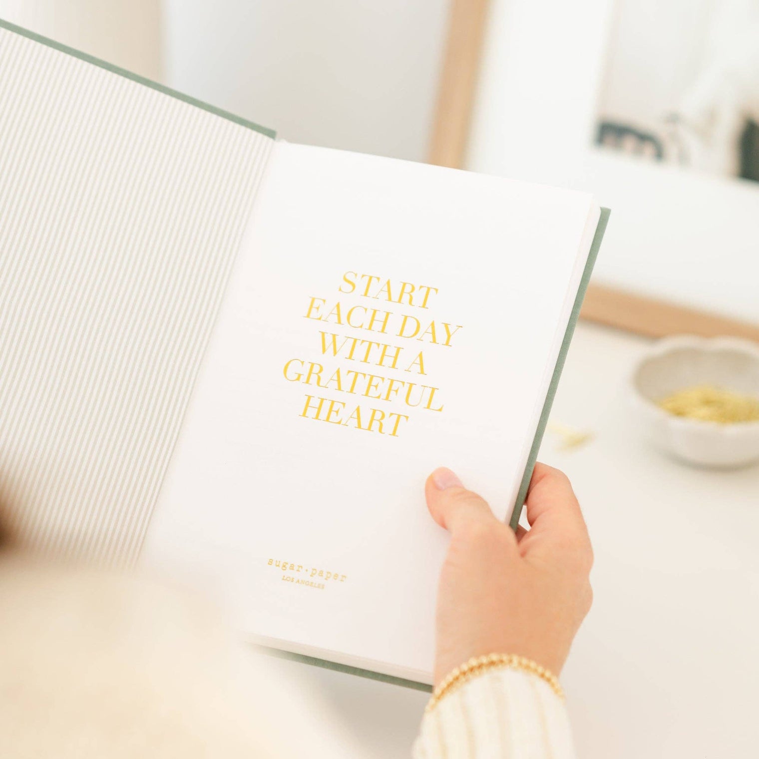 Gratitude Journal, Sage – Hardcover Daily Reflection Notebook with Foil Stamp
