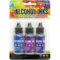 Tim Holtz Alcohol Ink Set – 3 Colors- Multiple Variations (0.5 oz Bottles, Dye-Based, Multi-Surface)
