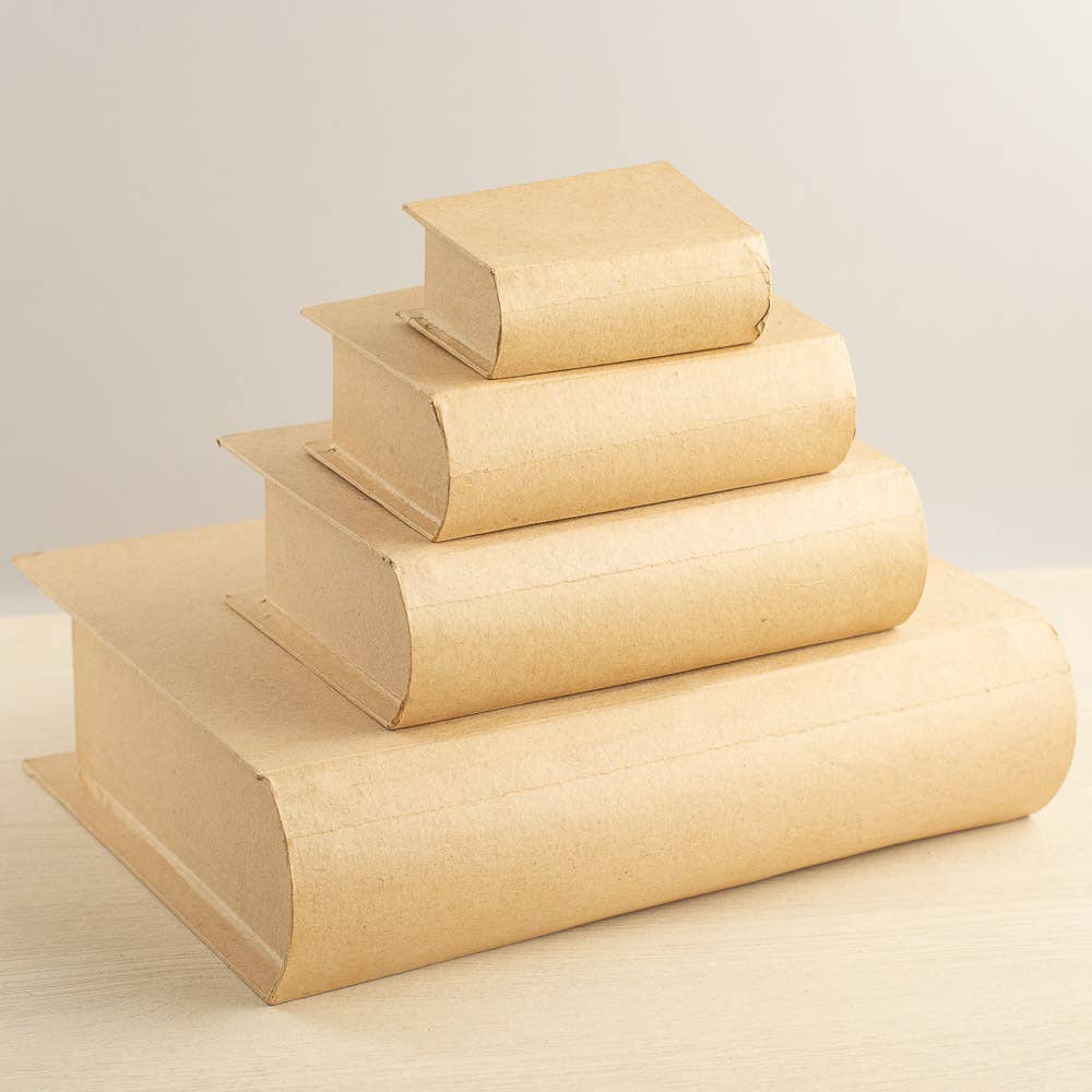 Paper Mache Book-Shaped Boxes, Set of 4 Nesting Decorative Boxes for Crafts & Gifts