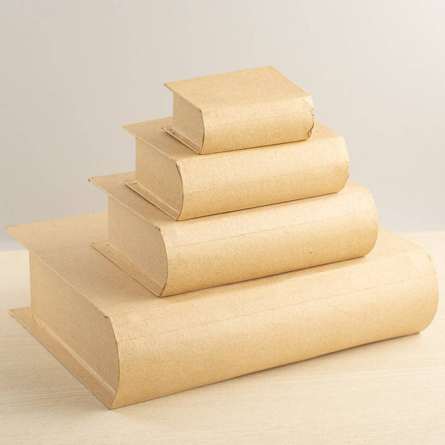 Paper Mache Book-Shaped Boxes, Set of 4 Nesting Decorative Boxes for Crafts & Gifts