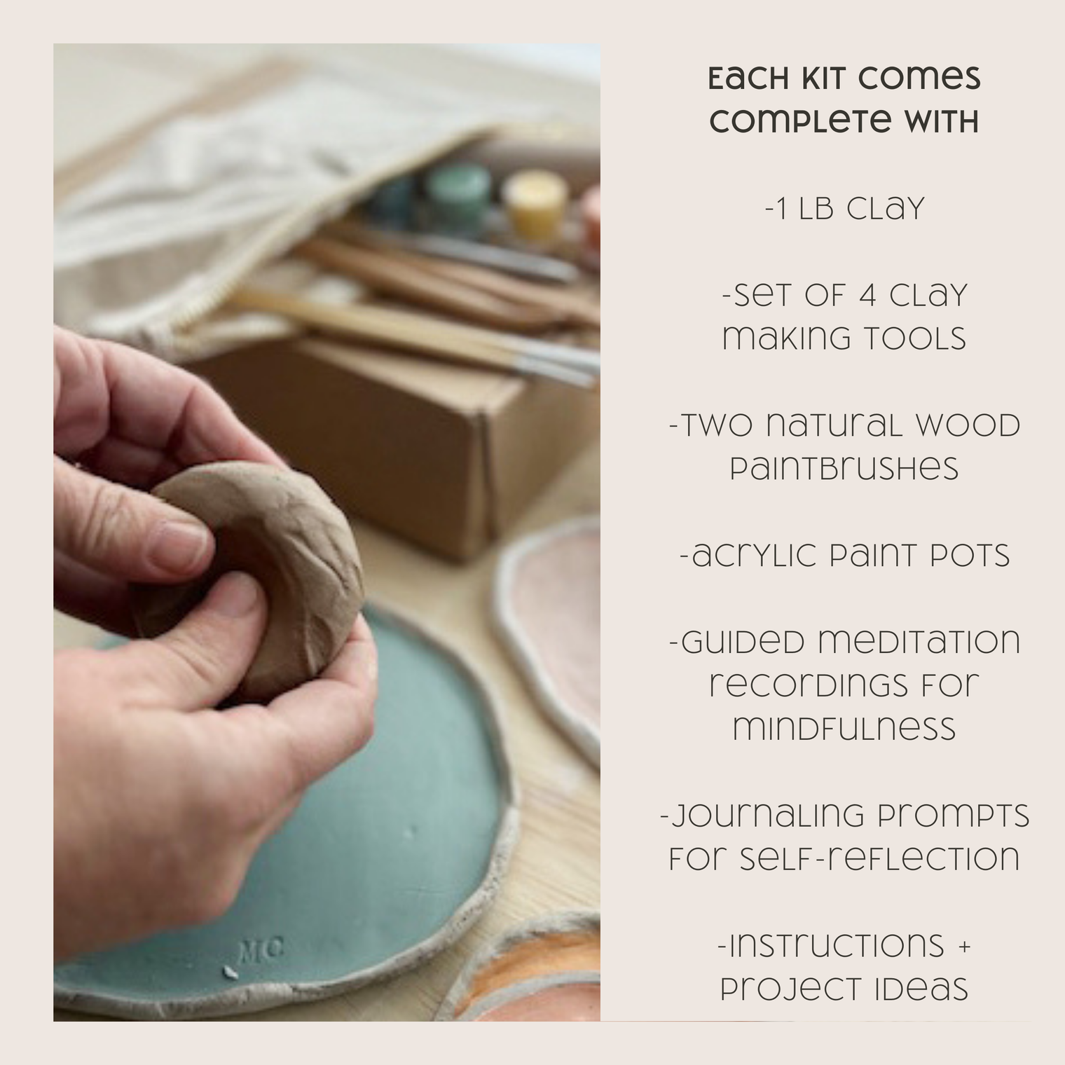 Meditative Art Clay Kit – Self-Care Air Dry Clay Set with Guided Meditations, Breathe People