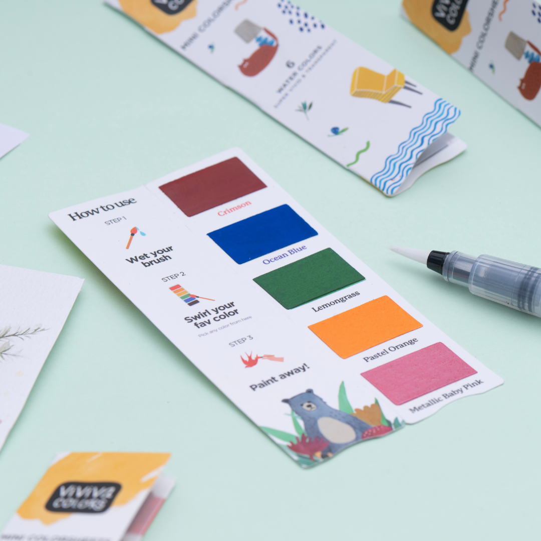 Viviva Colors Mini Colorsheet, Portable Watercolor Palette for Journaling, Art Kits & Creative Projects