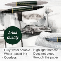 Albrecht Dürer Watercolor Markers, Grey Tones – Set of 5 Dual Tip Water-Soluble Markers, Faber-Castell
