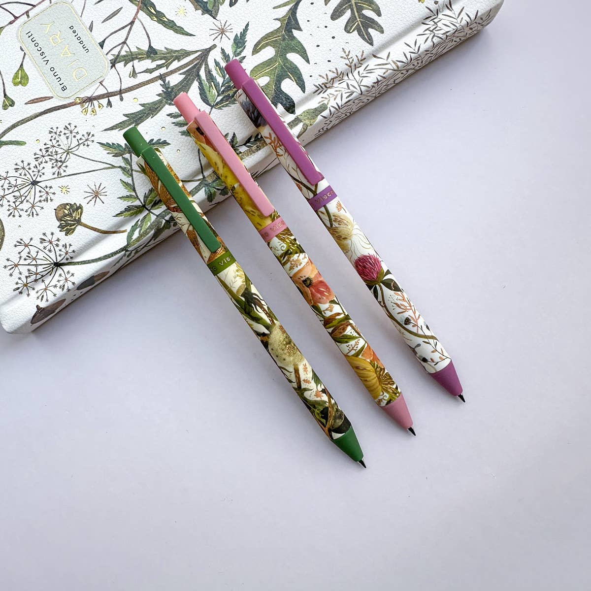 ArtClick Pen, Bloom – (Single Pen) Soft Touch Click Ballpoint Pen .5mm Black Ink, BV by Bruno Visconti