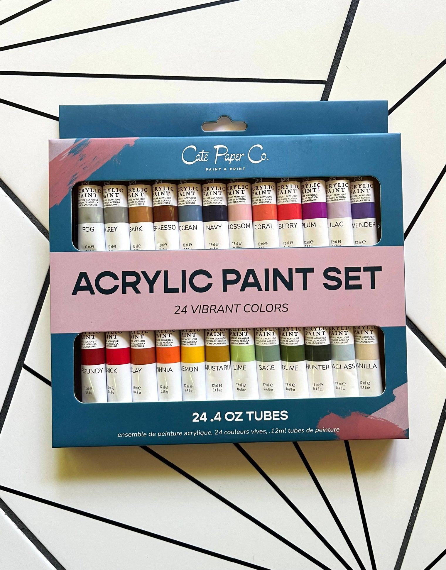 Acrylic Paint Set – 24 Vibrant Colors (0.4 oz Tubes, Heavy Body)
