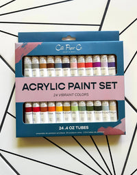 Acrylic Paint Set – 24 Vibrant Colors (0.4 oz Tubes, Heavy Body)