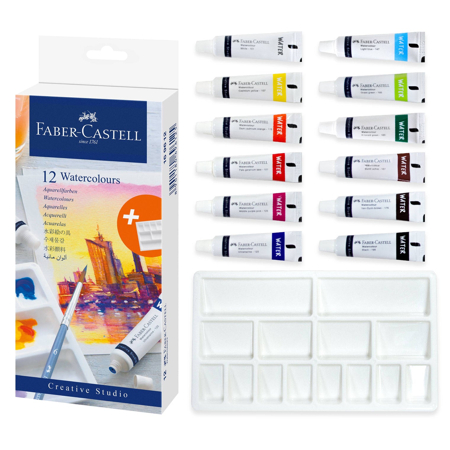 Watercolor Paint Set – 12 Tubes for Artists with Mixing Palette, by Faber-Castell