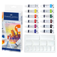 Watercolor Paint Set – 12 Tubes for Artists with Mixing Palette, by Faber-Castell