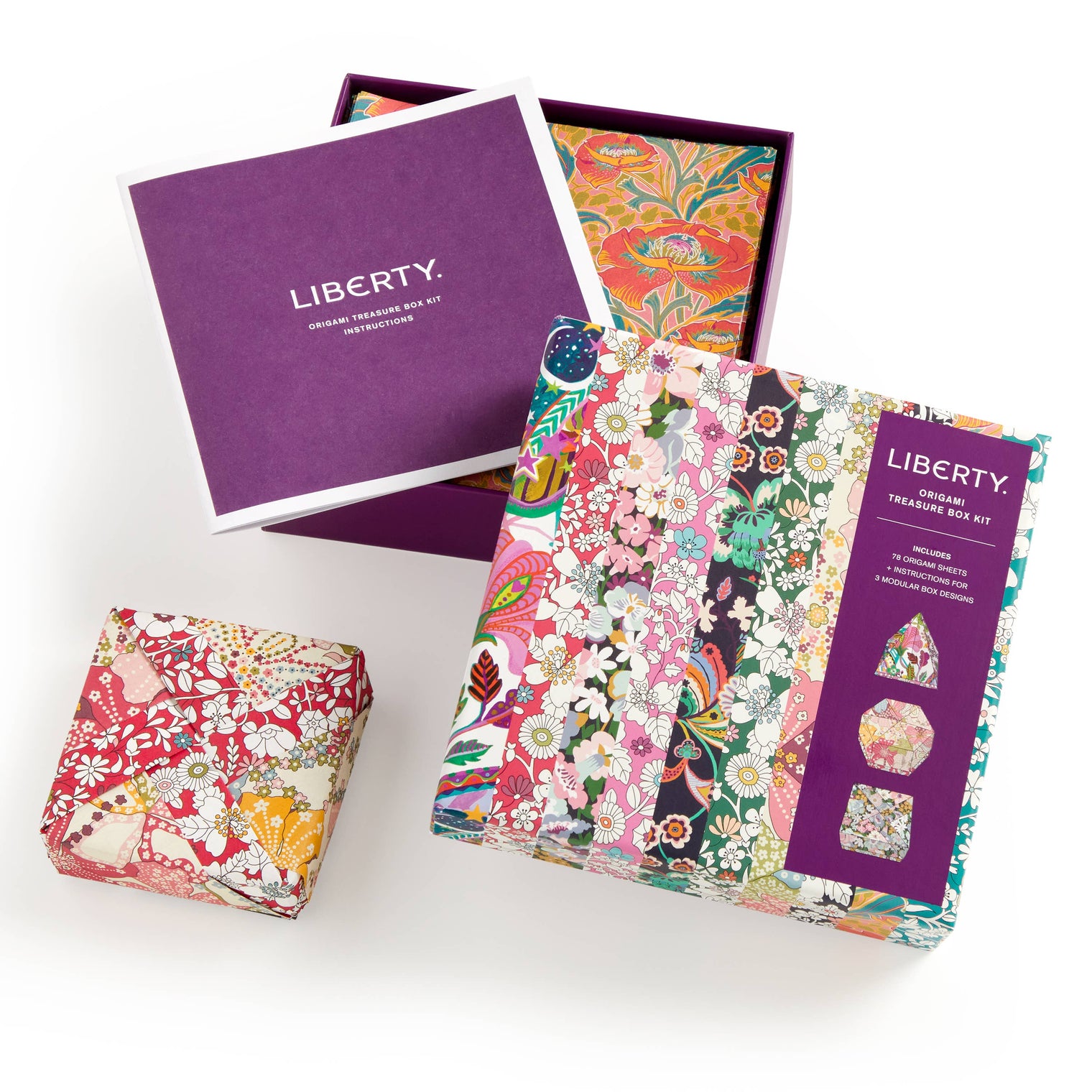 Liberty Origami Treasure Box Kit, 78 Double-Sided Papers & Instructions for 3 Designs
