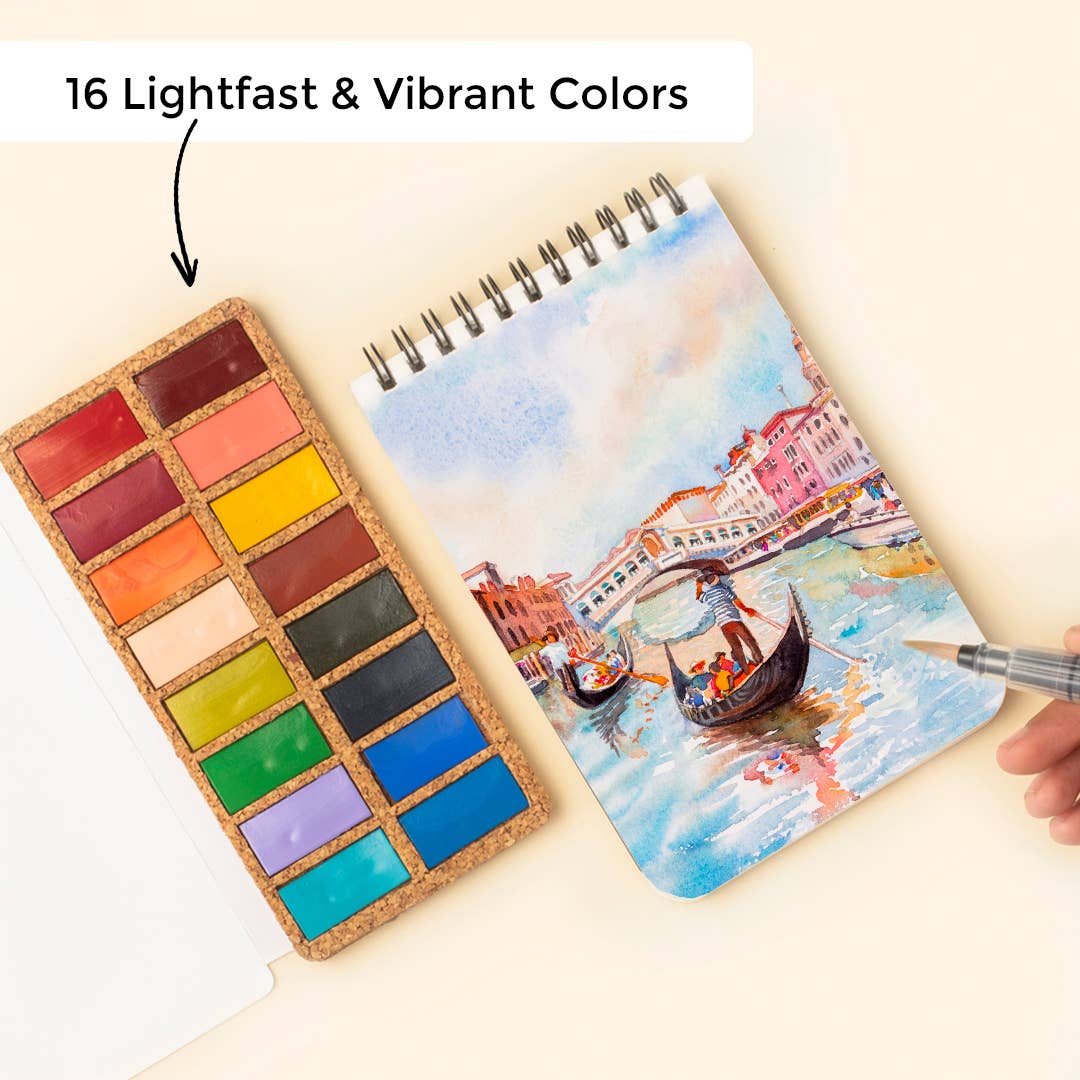 Spring Pans Watercolor Set – 16 Colors (Eco-Friendly, Handcrafted), by Viviva Colors