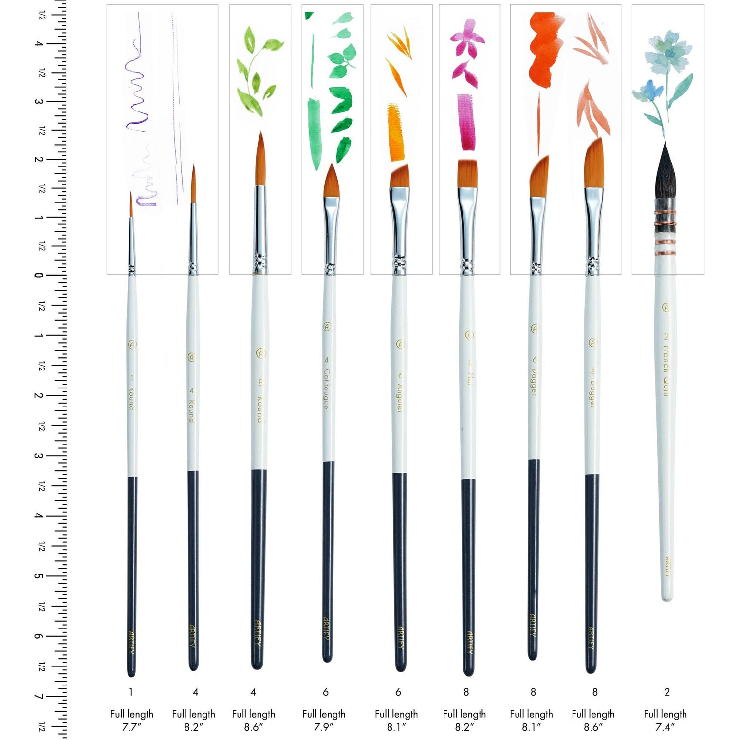 ARTIFY 9-Piece Travel Watercolor Brush Set – Multi-Shape Portable Brushes for Artists